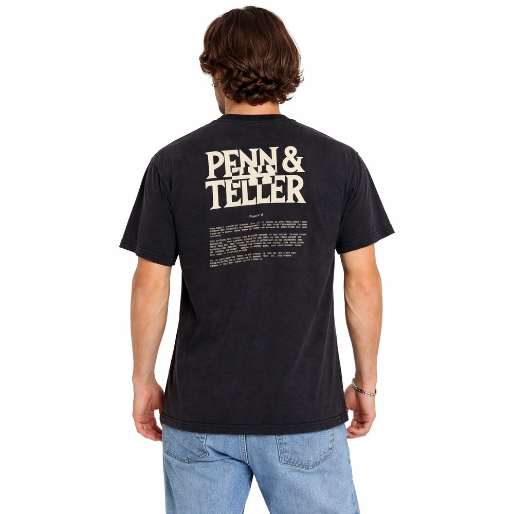 Vintage Penn Teller Figure 1 Black Graphic Single Stitch Tee Large Magic‎ Show